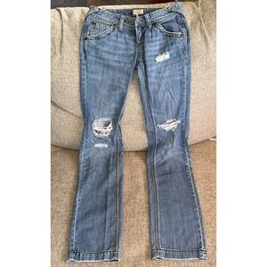 Free People Jeans Womens 25 Medium Wash Cotton Pockets Bootcut Distressed